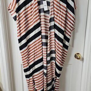 Loft NWT Multi-Color Striped Open Front Kimono Duster Cardigan Size XS